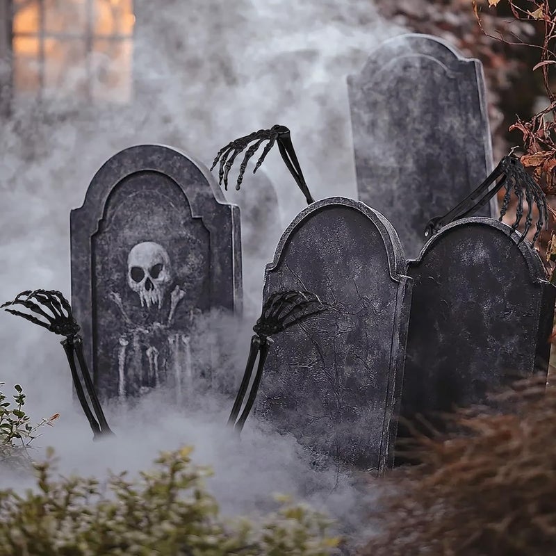 AOFOX Halloween Realistic Skeleton Stakes Zombie Ghost Arm Stake Severed Plastic Skeleton Hands Yard Signs for Halloween Props Decorations (6 Pcs Black) - Image 3